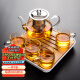 瓷牌茗茶具（cipaiming teaset） 透明玻璃茶具整套套装家用功夫茶壶茶杯会客泡茶器 透明八骏壶4个把杯+小四方盘