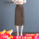 唐谜（TANGMI）设计感时尚开叉半身裙女夏季2024年新款高腰显瘦气质修身包臀裙 卡其色/夏款 XL/29(115-125斤)