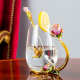 罗比罗丹 珐琅彩水杯  创意玫瑰花花茶杯家用口杯果汁杯生日礼物礼品 高单只加勺