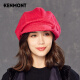 卡蒙（Kenmont）时尚八角帽女冬天加厚保暖小帽檐卷边淑女帽可调节贝雷帽2568 桃红色