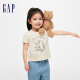 Gap女幼童2024春季新款纯棉印花图案圆领短袖T恤儿童装上衣430240 浅黄色 110cm(4-5岁)亚洲尺码