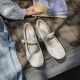 西遇国风新中式一字带玛丽珍鞋女夏季透气2024新款粗跟配马面裙子单鞋 米白色 37