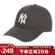 MLB棒球帽子男女通用帽子女韩版纽约洋基队软顶遮阳CP66 炭灰白标NY