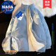 NASA LEAP官方双面穿羊羔绒棉服男冬季加厚外套情侣棉袄羽棉衣绒服男士衣服 雾霾蓝 XL（建议150-170斤）