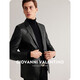卓凡尼·华伦天奴（GIOVANNI VALENTINO）商务男士真皮皮衣外套西装纯色绵羊皮西服 黑色 L