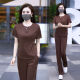 BNEB香港潮牌 休闲运动套装女夏季新款时尚洋气减龄短袖跑步服两件套 咖啡色（套装） 2XL 建议（125-140斤）