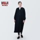 无印良品（MUJI）女式 木棉混双层纱织长袖连衣裙长裙裙子衬衫裙 BC2IOC4S 黑色 M 160/84A