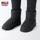 无印良品（MUJI） 男女通用 不易沾水里抓绒 靴子 雪地靴 ELA02A2A 黑色 250MM/40码（2.0）