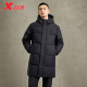 特步（XTEP）特步运动羽绒服中长款男2023年冬季新款男士鸭绒保暖外套中厚上衣 正黑色 XL