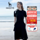 哈吉斯（HAZZYS）女装 夏款斜领气质时尚系带素色日常通勤休闲连衣裙AQWSE03BF02 藏青色NV 160/84A 38