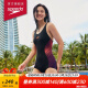 速比涛（Speedo）女士泳衣 泳感健身高效抗氯时尚防晒修身显瘦平角连体专业泳衣女 黑色/紫色 36(身高165-170cm,重58-64kg)