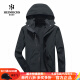 海因里希品牌冲锋衣男女三合一秋冬季两件套可拆卸防风加绒加厚保暖外套潮 黑色（男款） XL