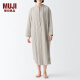 无印良品 MUJI 女式 双层纱织 印度风睡裙女士睡衣家居服女款春秋 纯棉 浅米色条纹 M(160/84A)