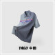 TAGD中國 卡通趣味绒面麂皮撞色短袖衬衫夏季新款男女设计感休闲衬衣 雾霾蓝 M