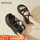 达芙妮（DAPHNE）罗马凉鞋女夏季外穿编织休闲鞋子2024新款仙女风时尚沙滩鞋 黑色 跟高7.2cm 36 标准码