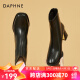 达芙妮（DAPHNE）女靴短靴女款高跟皮春秋单靴新款女鞋春款瘦瘦靴子 黑色跟高6.5CM 38标准码