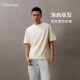 Calvin Klein Jeans夏季男士简约刺绣通勤舒适纯棉宽松圆领短袖T恤40HM229 102-蛋壳色 S  （推荐120-135斤）