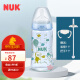 NUK德国进口 婴儿宽口玻璃奶瓶新生儿耐高温彩色奶瓶120\/240ml 蓝色240ml(6-18硅胶)+把手+吸管