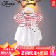 迪士尼品牌童装女童夏装套装2022新款夏季女宝宝儿童衣服洋气1-6岁衣服 红色条纹 100cm