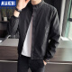 棉致夹克外套男今年春秋季新款韩版潮流帅气立领上衣流行男装 JK2822黑色 XL