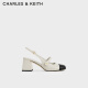 CHARLES&KEITH24春新品法式拼色方头粗跟玛丽珍鞋CK1-60361507 粉白色Chalk 36