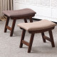 家逸凳子实木创意矮凳简约换鞋凳 布艺沙发凳  深咖啡色