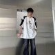 迪伽达短袖T恤男解构小众设计感重磅垫肩夏季拼色印花宽松休闲半袖潮流 WYXS-T25白色 XL