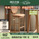源氏木语实木吧台椅家用软包靠背椅日式橡木餐椅现代简约高脚椅子0.46m白