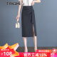 唐谜（TANGMI）设计感时尚开叉半身裙女夏季2024年新款高腰显瘦气质修身包臀裙 灰色/夏款 M/27(95-105斤)