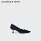 CHARLES&KEITH简约通勤尖头高跟鞋单鞋婚鞋女鞋子女CK1-60361352 Black Textured黑色纹理 36