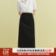 范思蓝恩23FS12365/12483 黑色直筒半身裙女夏季百搭气质显瘦长裙 黑色短款 M