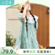 茵曼（INMAN）童装纯棉娃娃蛋糕裙裙子2023夏季新款中大童甜美碎花裙 绿色 140cm