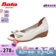 拔佳（Bata）浅口单鞋春夏季商场新款百搭羊皮软底鱼嘴仙女单鞋ACG25AU3 米色 38
