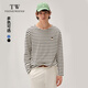 Teenie Weenie小熊男装细条纹T恤秋冬新款简约圆领海军风长袖上衣 黑色 L 175