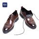 海澜之家（HLA）商务休闲皮鞋男保暖头层牛皮德比鞋HAAPXM4CBA423 棕色（加绒）40