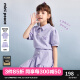 MiniPeace太平鸟童装华夫格蝴蝶女童套装夏季儿童短袖polo衫短裙洋气两件套 紫色 130cm