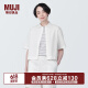 无印良品（MUJI）女式 凉感平纹衬衫领短袖衬衫 女士衬衣外套格子短款开衫纯棉 白色 M (160/84A)