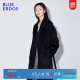 BLUE ERDOS【经典款】毛呢大衣双排扣气质系带中长款冬季外套 黑 155/76A/XS