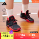 adidas阿迪达斯DEEP THREAT男小童儿童秋季魔术贴中帮篮球运动鞋 黑/红 34(210mm)