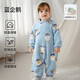 欧孕（OUYUN）半边绒婴儿秋冬衣服宝宝连体衣保暖外出服加绒哈衣爬爬服秋装 蓝企鹅【蓬松保暖―半边绒】 100cm 【建议身高90-103cm】