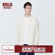 无印良品 MUJI 男式 木棉混 双层纱织 立领 长袖衬衫衬衣外套 米白色 XS(160/80A)