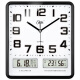 康巴丝（Compas） 挂钟万年历温湿度钟表创意客厅时钟简约挂表方形日历石英钟 3105 黑白  30CM*34CM
