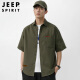 JEEP SPIRIT吉普短袖衬衫男夏季韩版衬衣男士工装休闲上衣宽松男装 军绿 3XL 