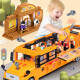 赟娅校车宝宝公交车双层巴士玩具可开门公共汽车模型新款创意儿童礼物 学校巴士