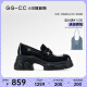 GG-CC【鞠婧祎同款】星系岛屿2024年新款乐福鞋厚底增高单鞋女G24U4835 黑色-钻饰款（漆皮） 37