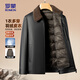罗蒙（ROMON）羽绒服男短款翻领中老年商务爸爸装轻奢PU皮衣外套羽绒服黑色180