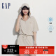 Gap女装2024夏季新款凉感透气连帽修身短袖连体衣时尚短裤430392 米色 160/80A(S) 亚洲尺码