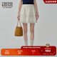 Teenie Weenie小熊半身裙女2024春夏新款法式设计感蕾丝塔克条半身裙短裙女 白色 (预售6月10号发货) S
