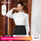 朵以（Duoyi）2024春季新款新中式盘扣衬衫气质温柔中国风木耳边立领长袖上衣女 白色 L