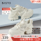 百思图（BASTO）2024夏新款网面透气厚底米白色老爹鞋女运动休闲鞋B2162BM4 米色 38